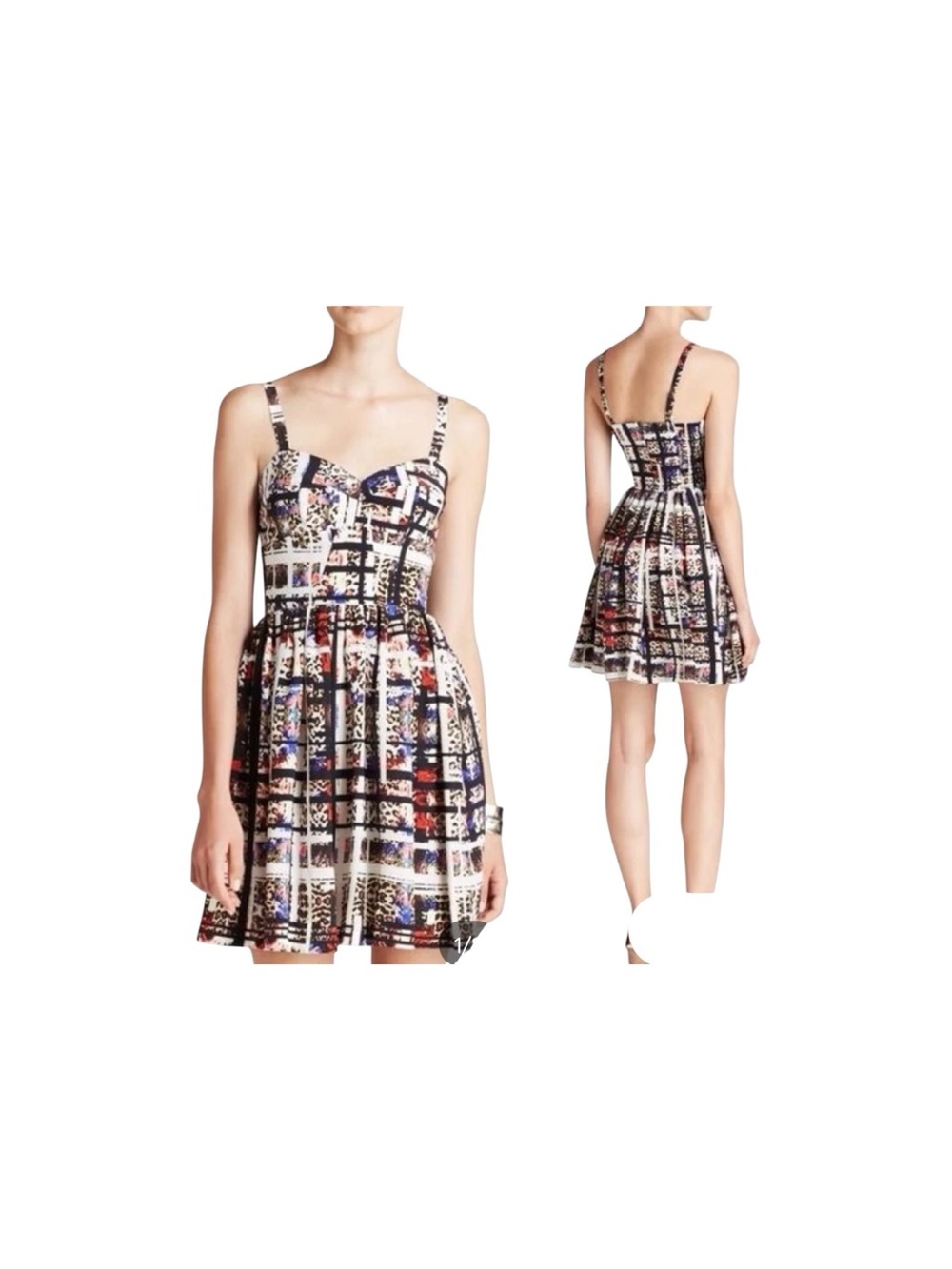 Amanda Uprichard. Multicolor Silk Sleeveless V-Neck V-Back Casual Mini Dress M